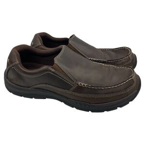 Skechers relax fit Braver Rayland slip on leather brown loafers men’s Size 10